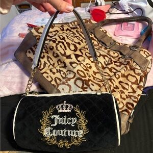 Juicy Couture Black and Gold Embroidered Shoulder Bag